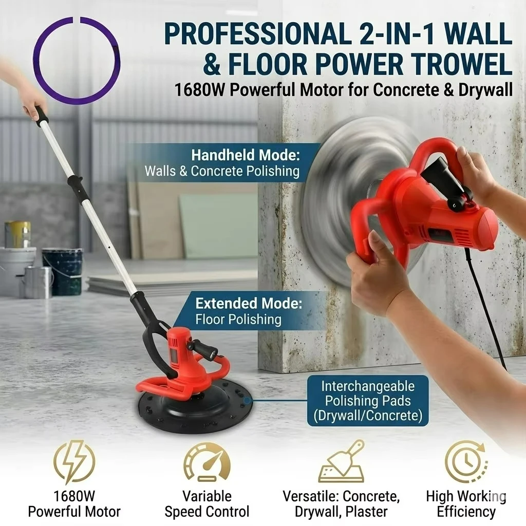 Best Sellers Electric Power Trowel Machine 1.5m Telescopic Pole Rendering Machine Cement Mortar Wall Putty Sander Floor Polisher