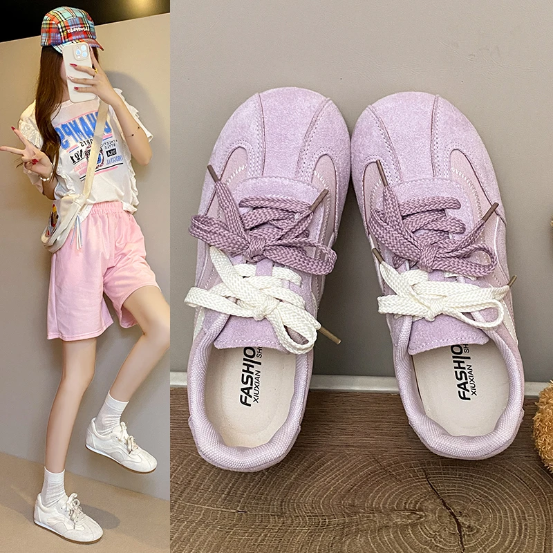 

Женская повседневная обувь на плоской подошве с круглым носком, весенне-осенняя женская универсальная уличная нескользящая спортивная обувь Женская Обувь