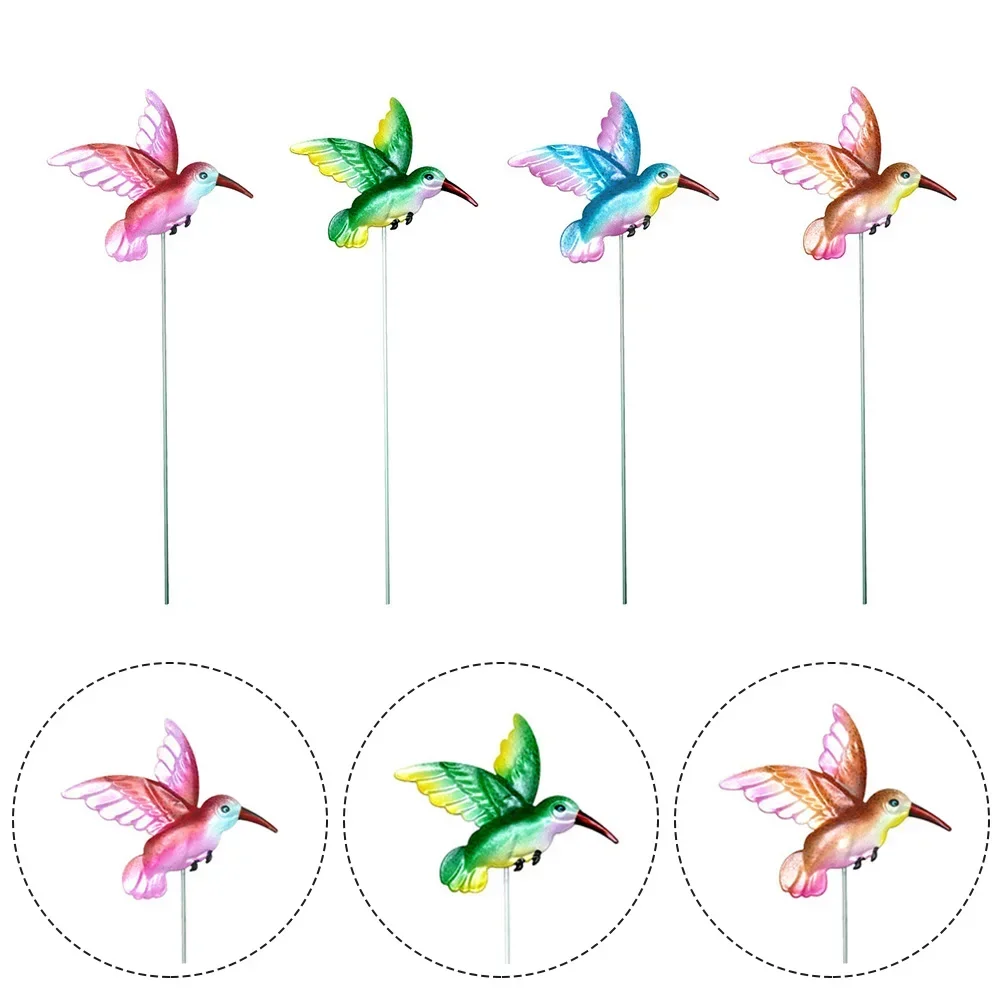 1pc Metal Hummingbird Stakes Art Sculpture Outdoor Iron Ornament Garden/Home Decor Yard Garden Bird Decoration Exterior Decor