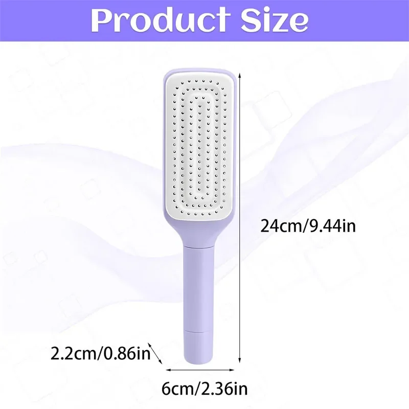 2pcs Rotatable Self Cleaning Hair Brush Anti-Static Hair Brush One-key Cleaning Hair Loss Airbag Scalp Massage Comb Styling Tool