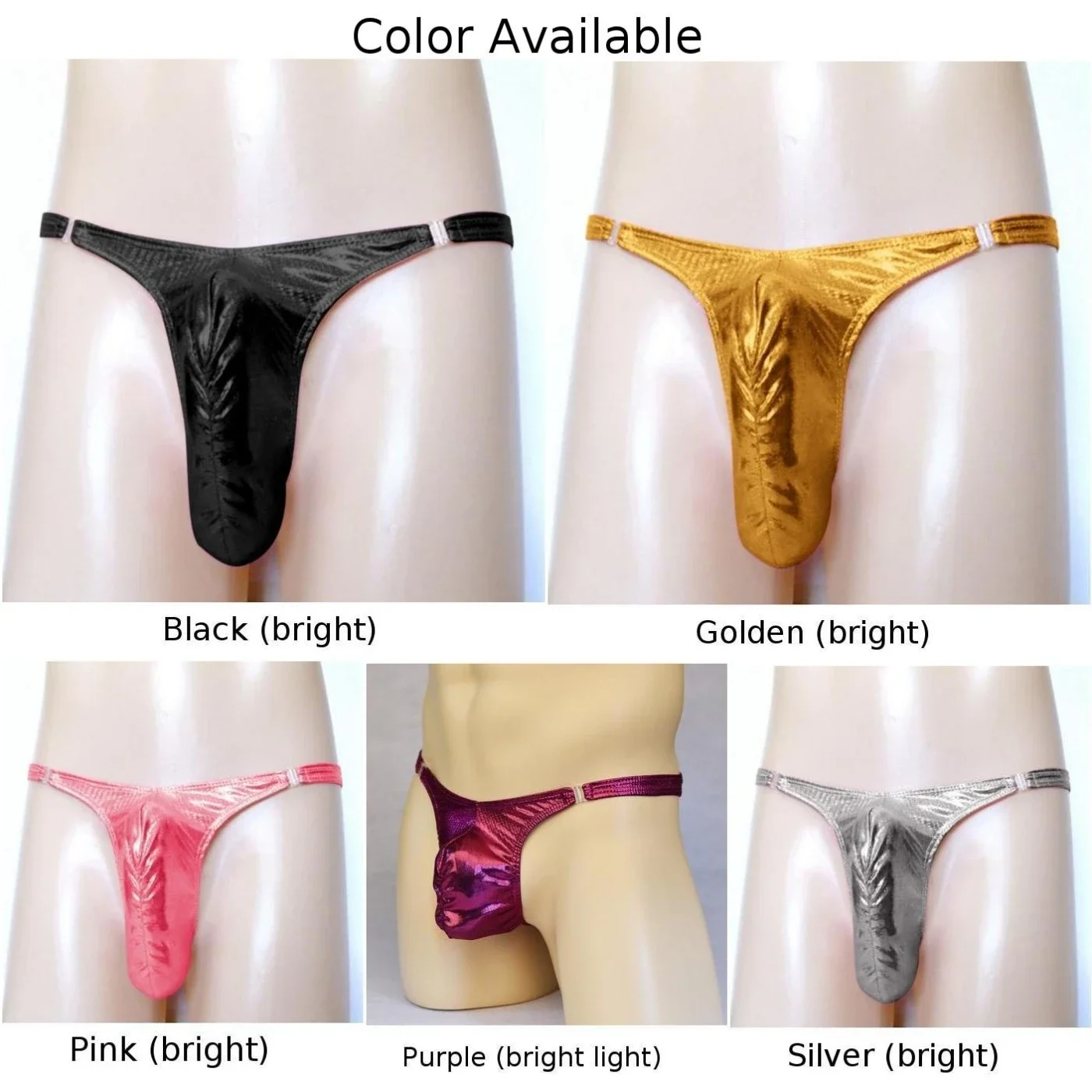 Mens Sexy G-String Briefs U Convex Pouch Thongs Panties Oil Shiny Glossy Underwear T-Back Exotic Knickers Elastic Underpants