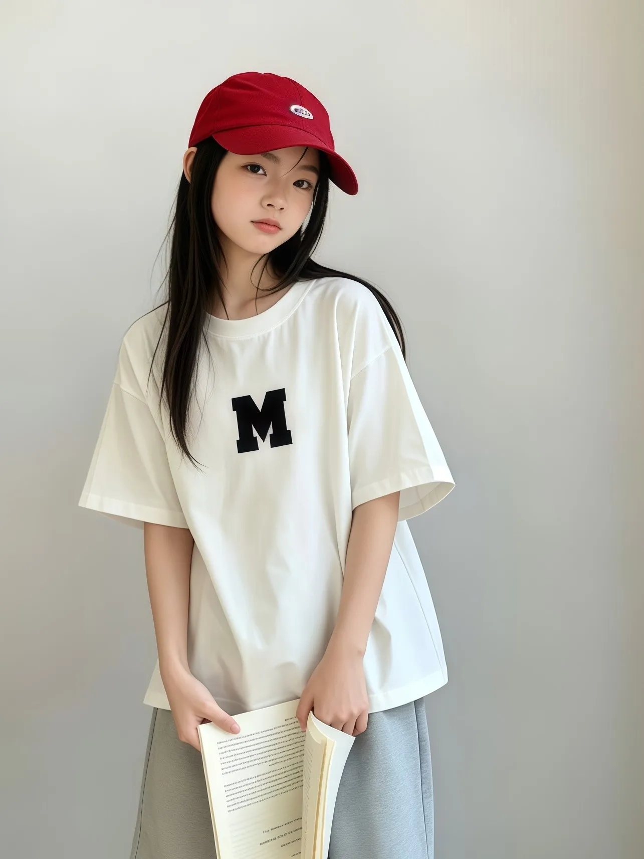 Boys' Cool and Trendy White Pure Cotton Short Sleeved Printed M Girls' Loose Round Neck Casual Versatile Parent-child Top