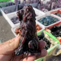 Natural Garnet Lion Carving Animal Ornaments Statue Gift Healing Gem Crafts For Home Decoration 1PCS 3