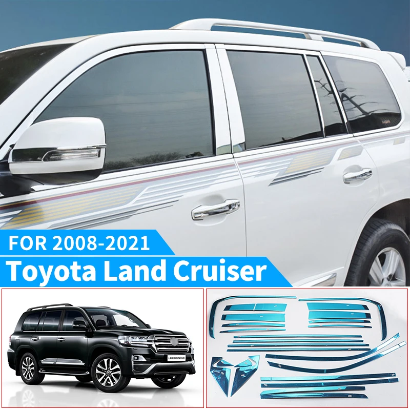 

Для Toyota Land Cruiser 200 LC200, автомобильное окно, отделочная лента из нержавеющей стали, наклейки, Внешнее украшение, аксессуары для модификации