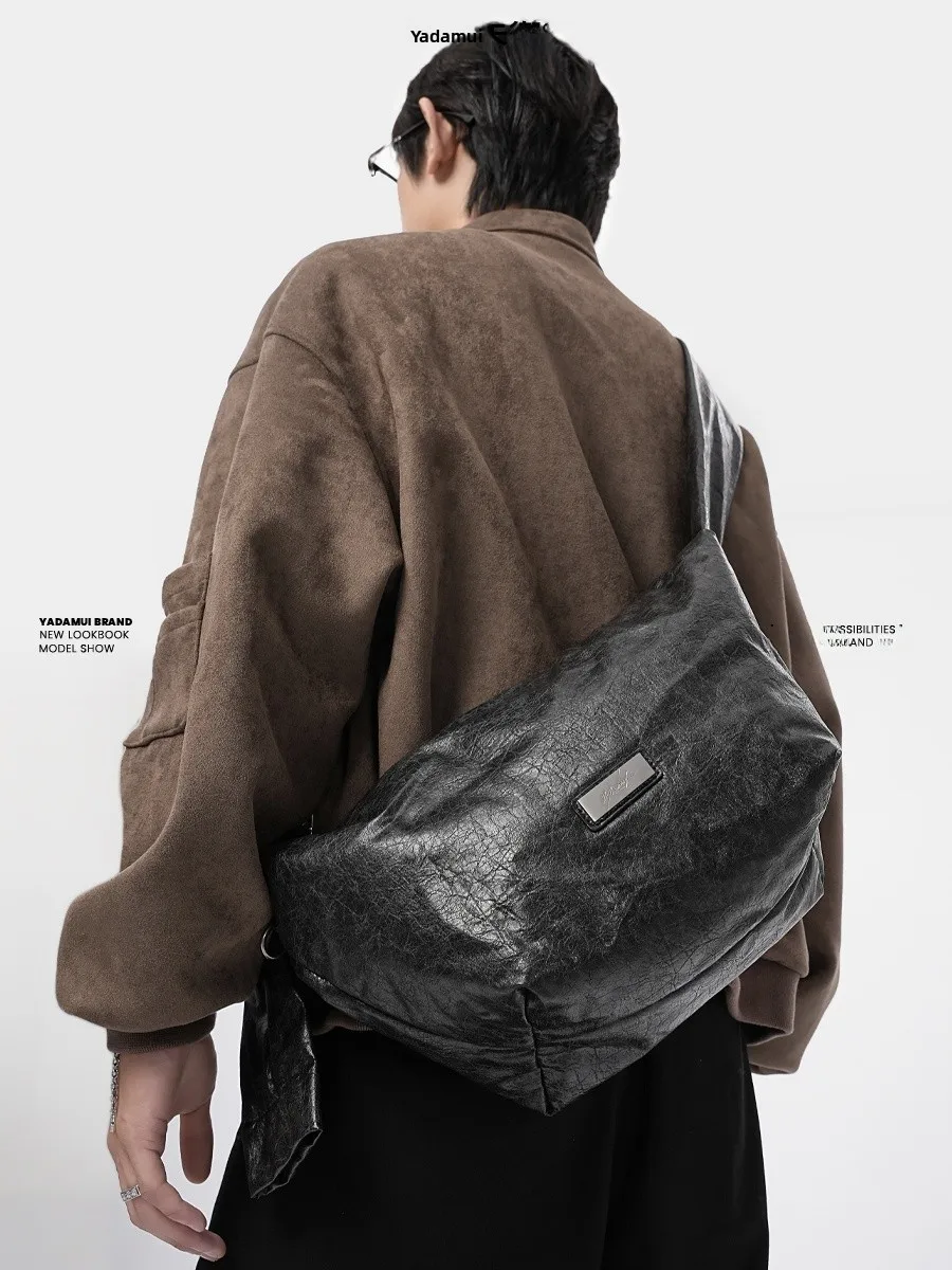 حقيبة كتف ريترو سلي زلابية aped مع تصميم مطوي حقيبة كروس ex Street Trend جلد PU ناعم جديد 2025