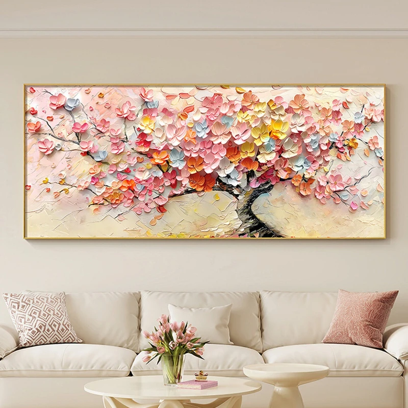 Fortune Tree Living Room Painting Cream Wind Advanced Village Painting Sofa Background tableau décoration mural home decoration