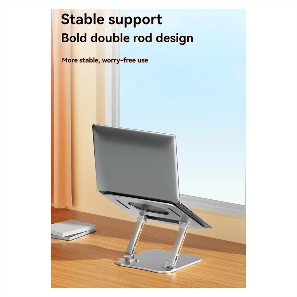 A43M Adjustable Aluminum Alloy Stand for Tablets & Laptops Up to 17 Inches, Portable Folding Cooling Support Silver