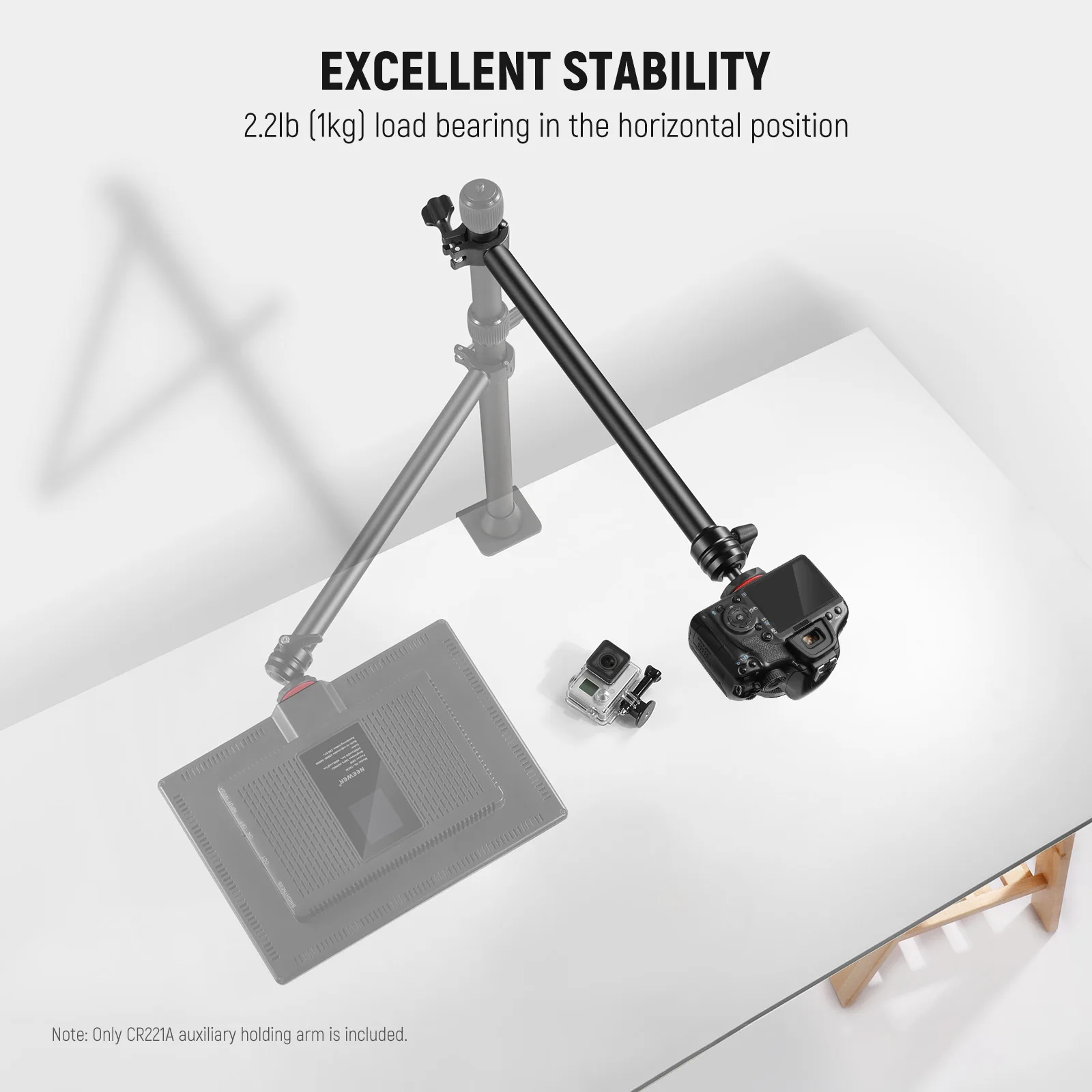 NEEWER 14.2”/36cm Flexible Holding Arm Camera Mount Stand Overhead Extension Arm for DSLR & Mirrorless Camera Phone And Light