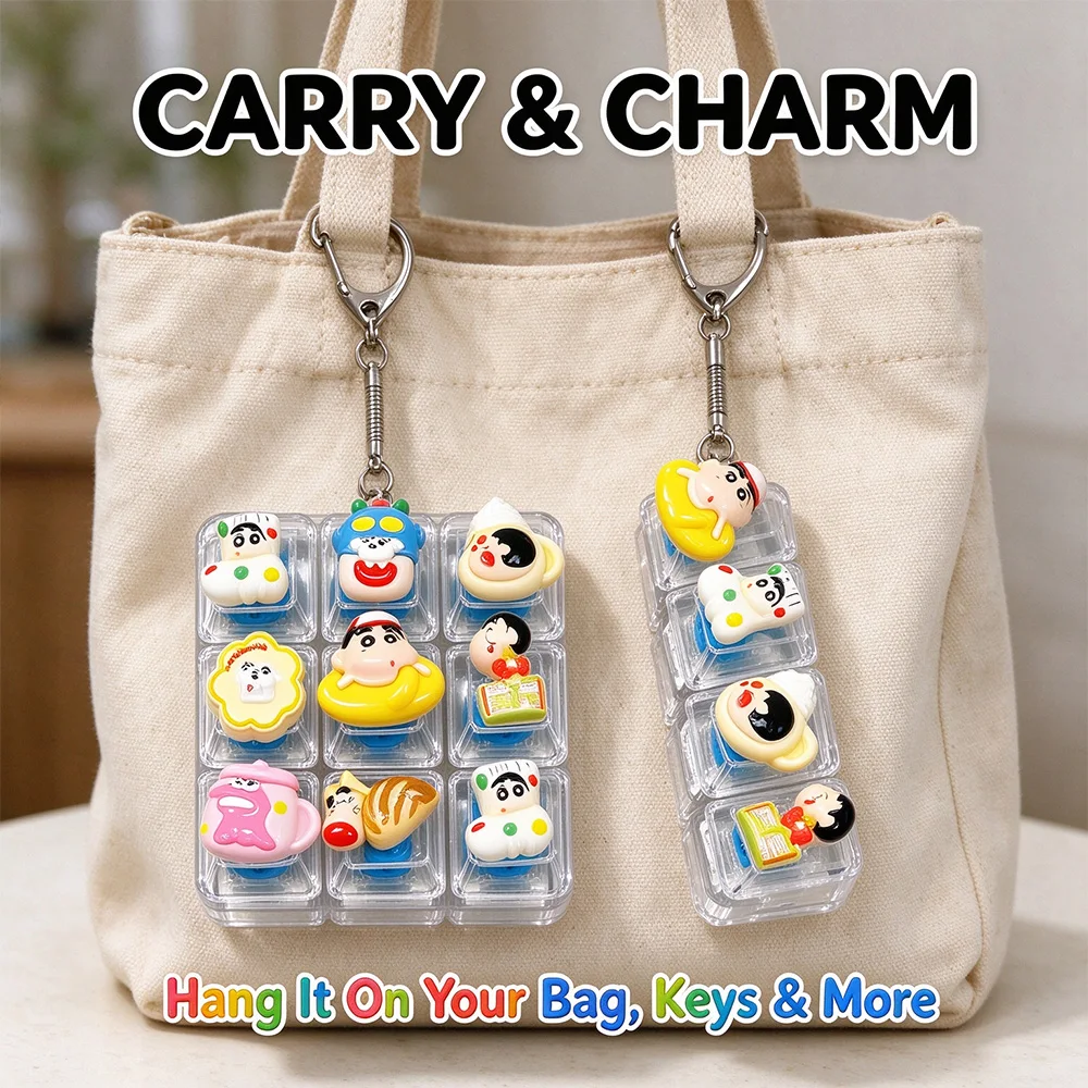 키캡 릭커 Crayon Shin-chan 26-Key Fidget Keychain Caps Clicker 4 Keys Light Up Pendant Cute Usagi Stress Relief Toy Bag Charm Gifts