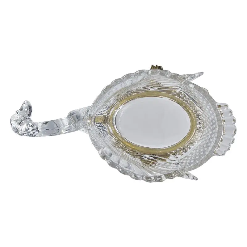 Swan fruit plate Czech imported crystal glass copper luxury living room ornament villa snack fruit basket