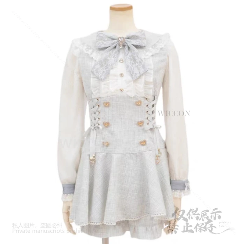 اليابانية Y2K جيراي كي الألغام الأرضية سلسلة كتلة قصيرة وطويلة الأكمام قميص السراويل فستان مجموعة النساء الفتيات حفلة الهالوين S-5XL مجموعة كاملة