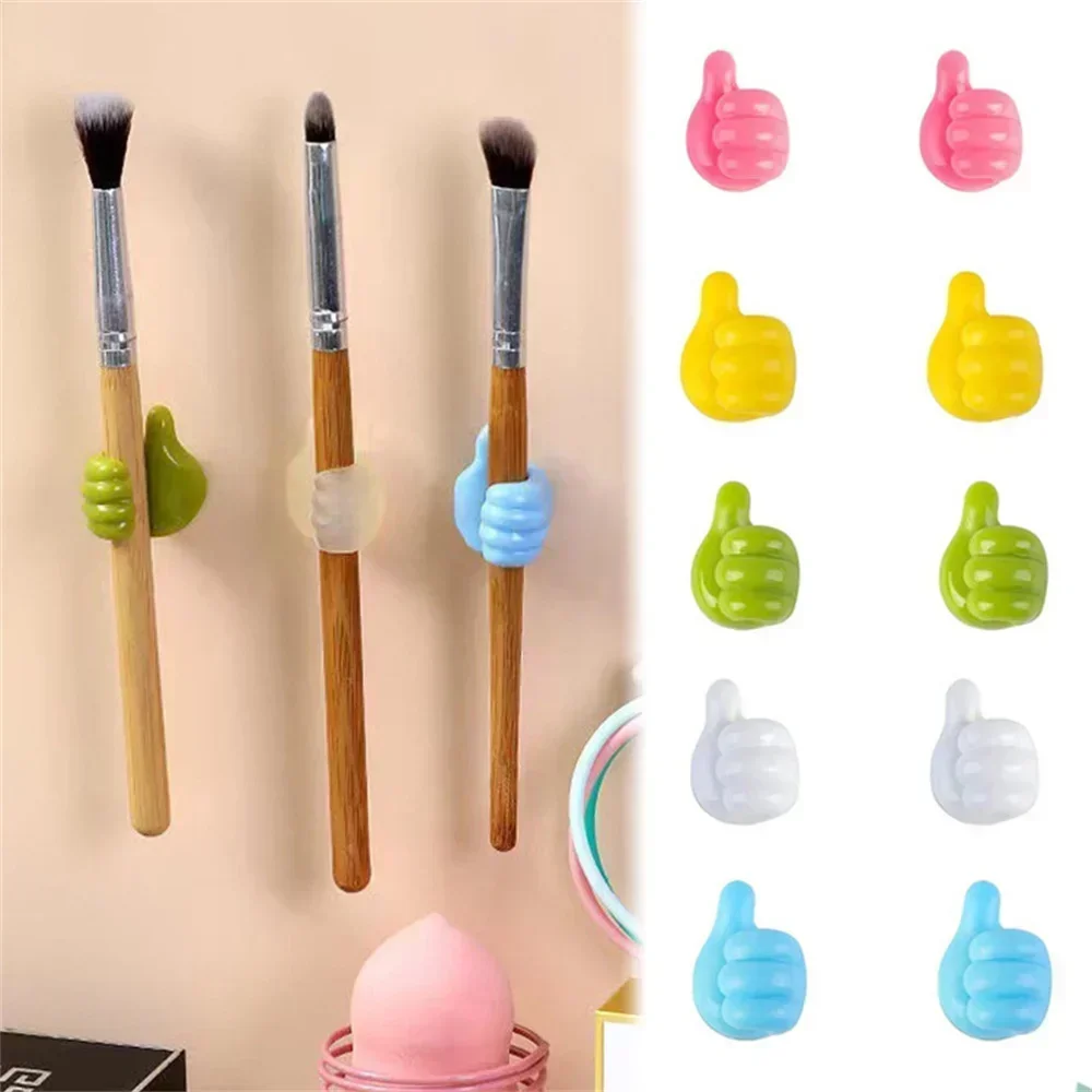 2/8PCS Multi-Functional Thumb Hook Data Cable Organizer Strong Adhesive No-Drilling Cute Small Hand Sticky Tape Cable Management