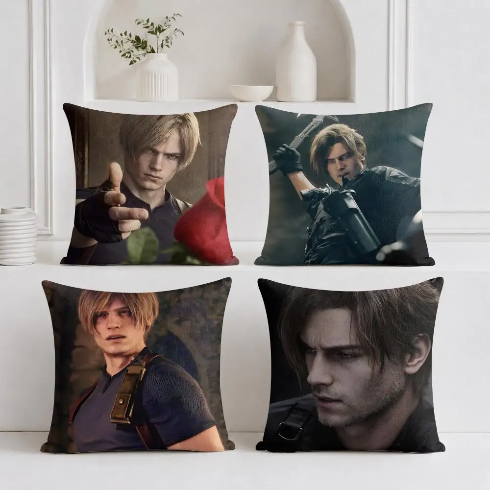 Video Game L-Leon Kennedy Cushion Cover Organic Linen Square Pillow Case Durable Non-Allergenic And Kind To Skin