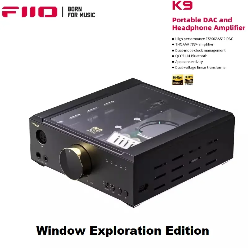 

FIIO Exploration K9 Hi-Res HIFI Desktop DAC and Headphone Amplifier Dual ES9068AS THX AAA QCC5124 Bluetooth 5.1 App connectivity