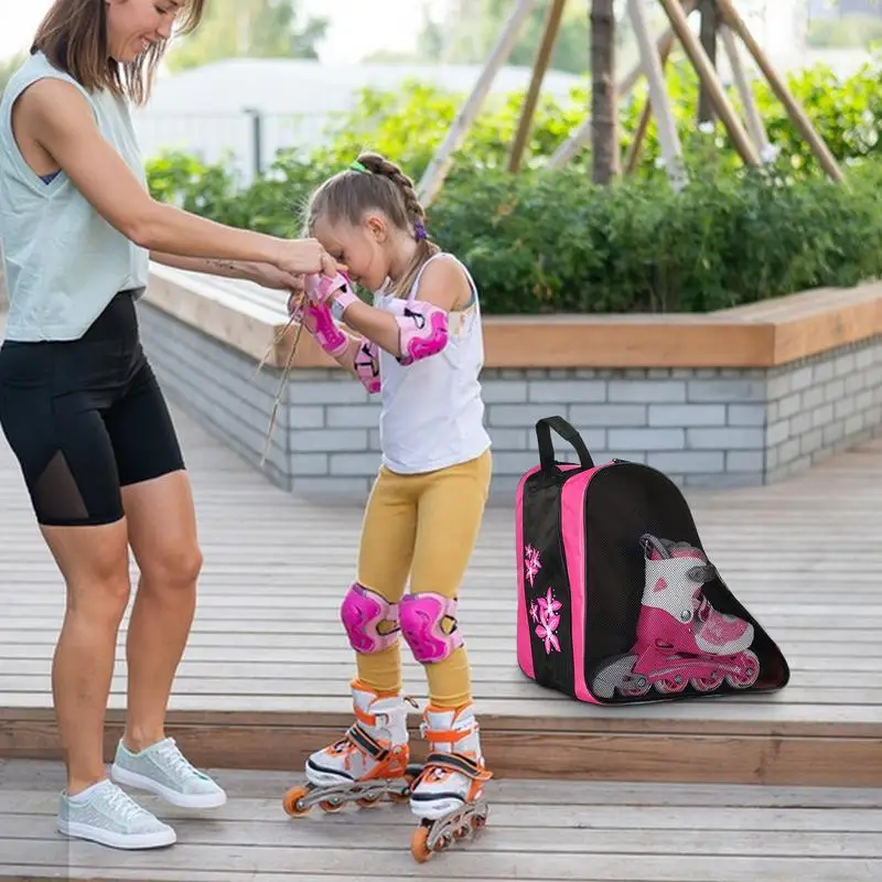 Bolsa para patines, zapatos de patinaje sobre hielo, portador con asa, ropa y botellas de agua, bolsa de organización para amantes del patinaje principiantes