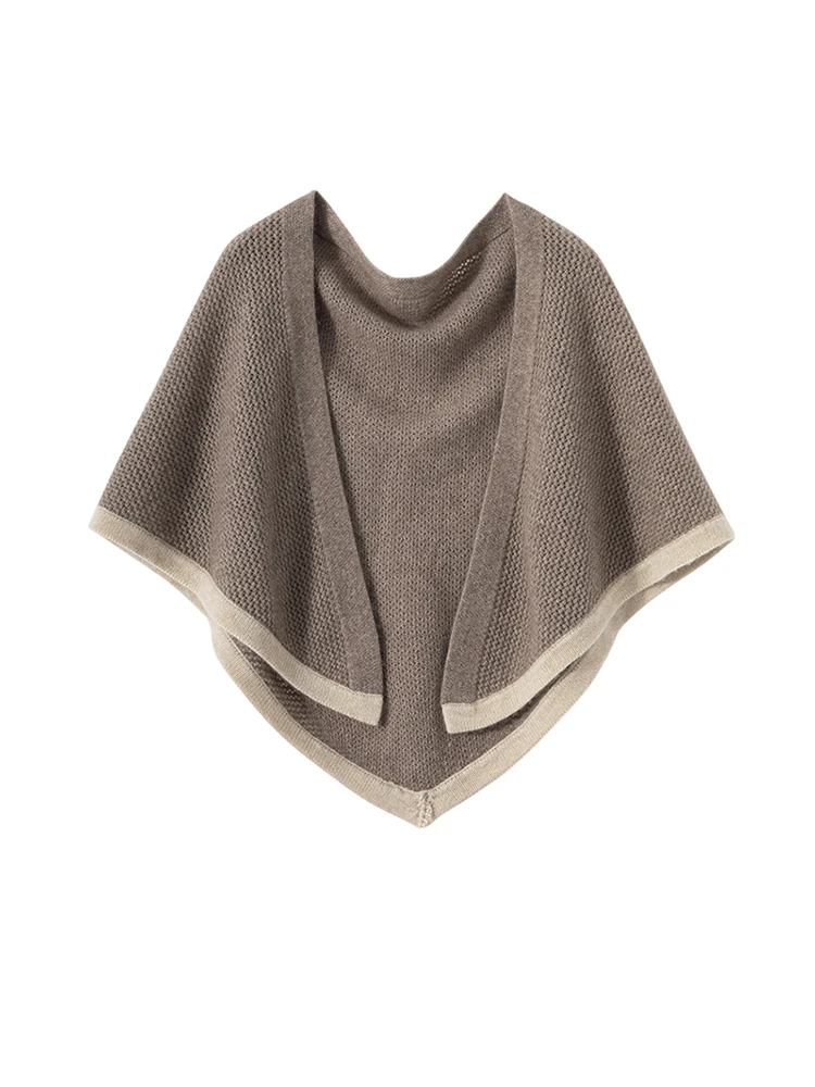 MELILAMB Autumn and Winter New Women\'s Shawl 100% Cashmere Scarf Triangle Scarf Cutout Versatile Fashion Warm Knitted Wool Wrap