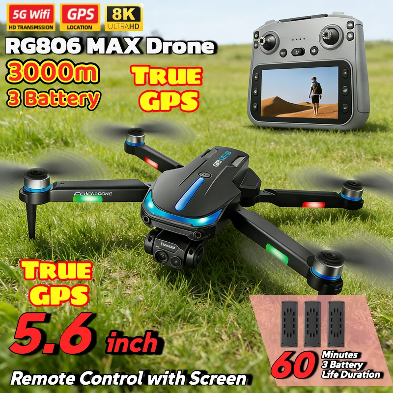 RG806 MAX Drone GPS Brushless Motor 4K Ultra HD Camera 56 Inch Screen Remote Control Obstacle Avoidance Long Battery Life Drone