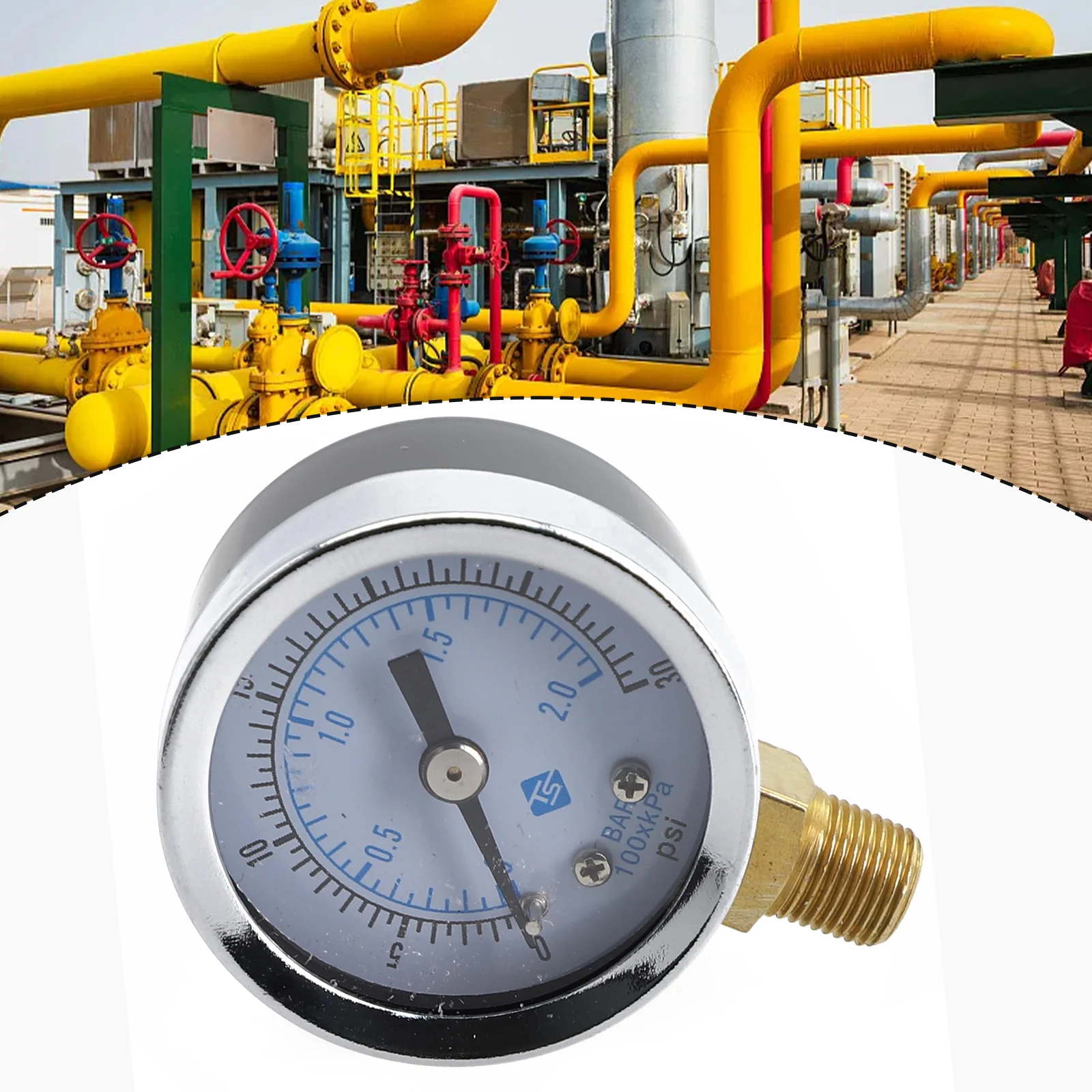 1pc Bottom Mount Pressure Gauge Low Pressure Stainless Iron Diameter 1/8 For Fuel Air Oil Gas Water Oil Gas Measurement