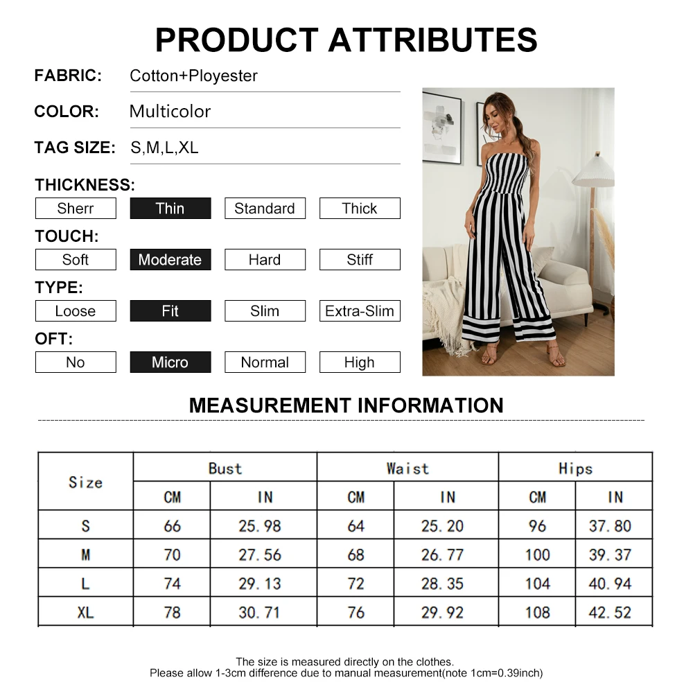 ฤดูร้อน Jumpsuit ผู้หญิงลายหลวม Rompers Office Lady แฟชั่นสูงเอวขากว้าง Jumpsuit หญิง Street Overalls