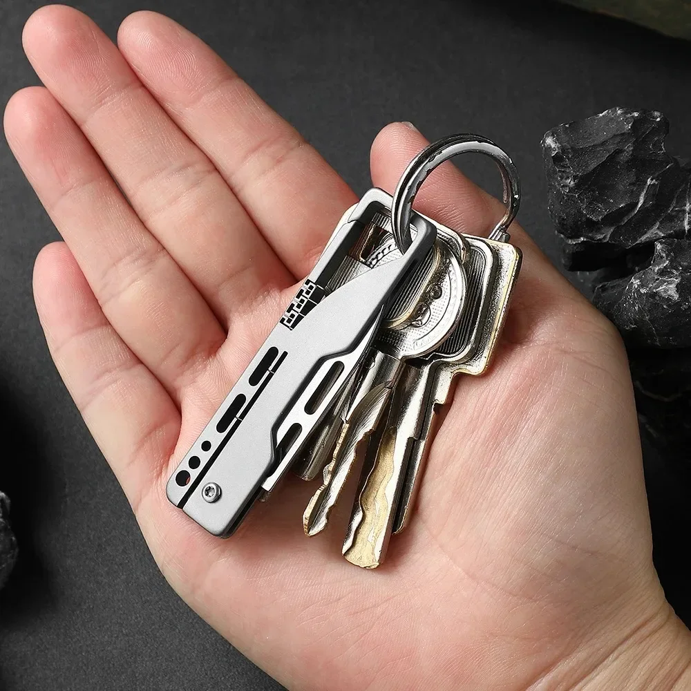 New Mini Titanium Folding Ultra Thin Pocket Women\'s Keychain Tanto Folding Small Pocket Knife