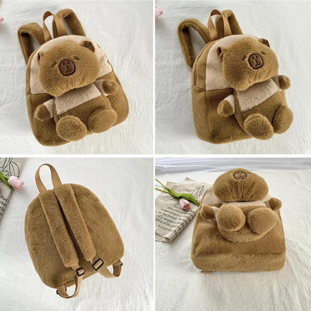 Kapybara Backpack Dolphin Cute Plush Toy Shoulder Bag  Dual-purpose Shoulder Bag  Cute Water Guinea Pig Cute Doll Tote Bag