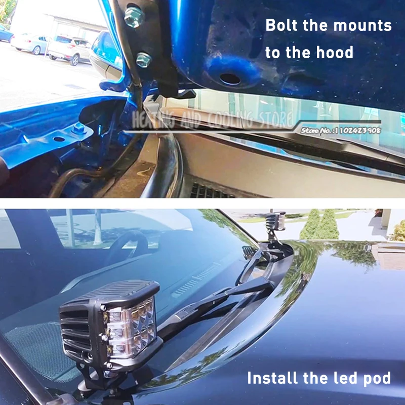 Car Engine Hood Ditch Light Mounting Bracket Cowl Panel Working Lamp Mount Holder Clamp for Toyota Tacoma 2005-2015 Lamp Bracket