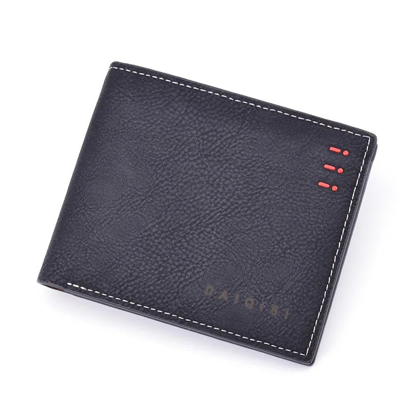 New men's wallet men's short simple thin frosted wallet men's youth large capacity horizontal soft Wallet