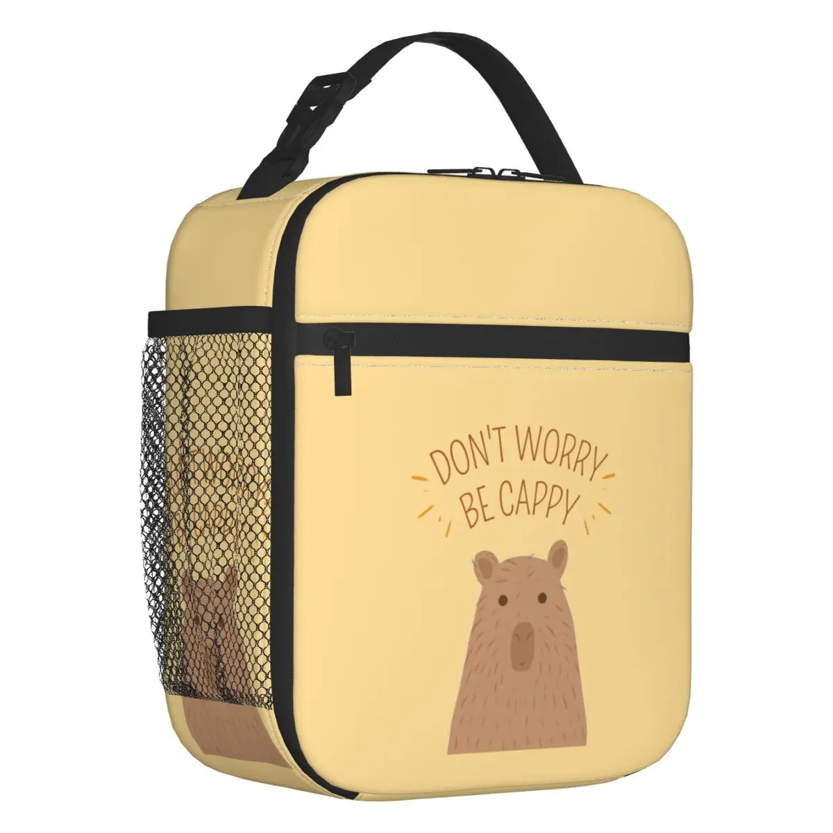 Don't Worry Be Cappy Thermal Insulated Lunch Bags  Cute Capybara Portable Lunch Tote School Children Multifunction Food Box