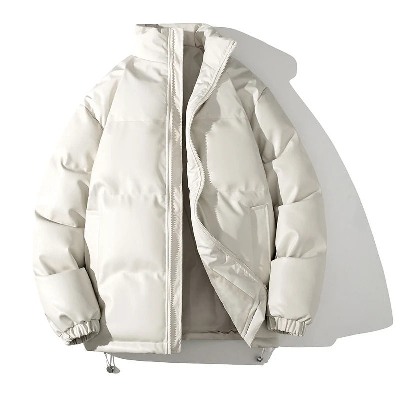 Parka preta brilhante para homens e mulheres, Harajuku Parkas, casacos acolchoados de algodão, roupas brilhantes de inverno, novo, 2022