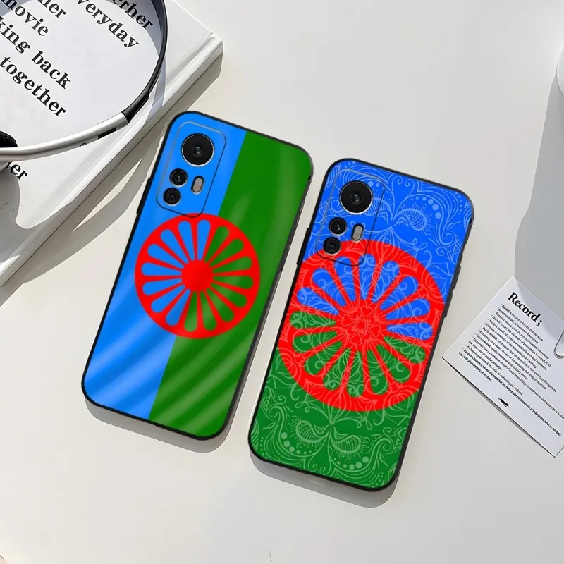 Gypsy Romani Roma Flag Phone Case Funda For Redmi Note 12S 12 11 11R 10 7 8 9 T 10A A2 Pro Plus Black Silicone Cover