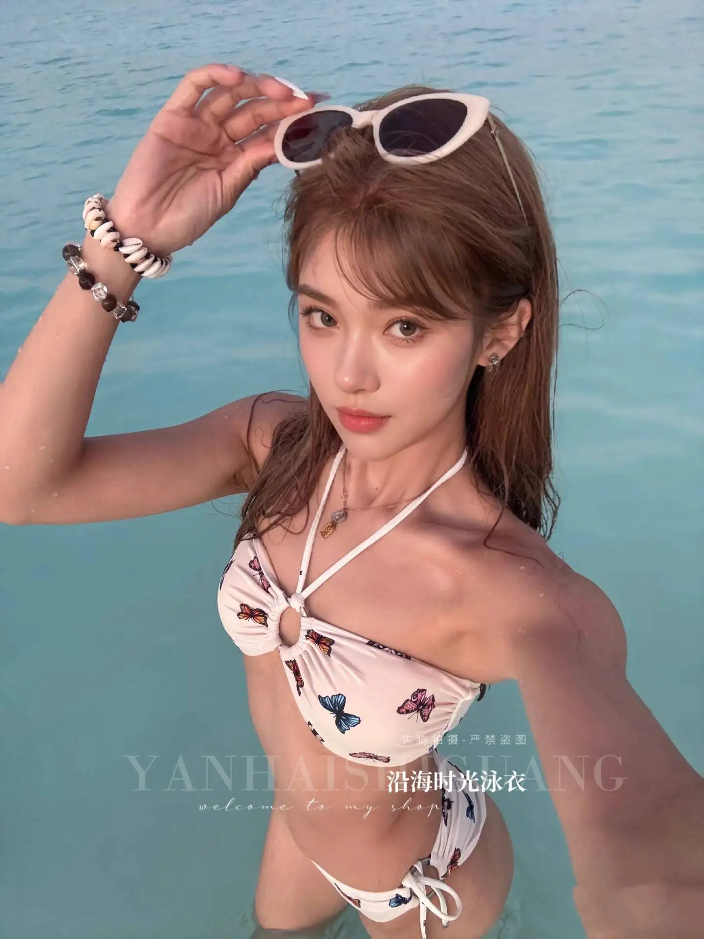 New Sexy Swimsuit Bikinis Women Swim Suits Retro Butterfly Printing Bikini Triangle Gather Slimming Cover The Stomach Vacation
