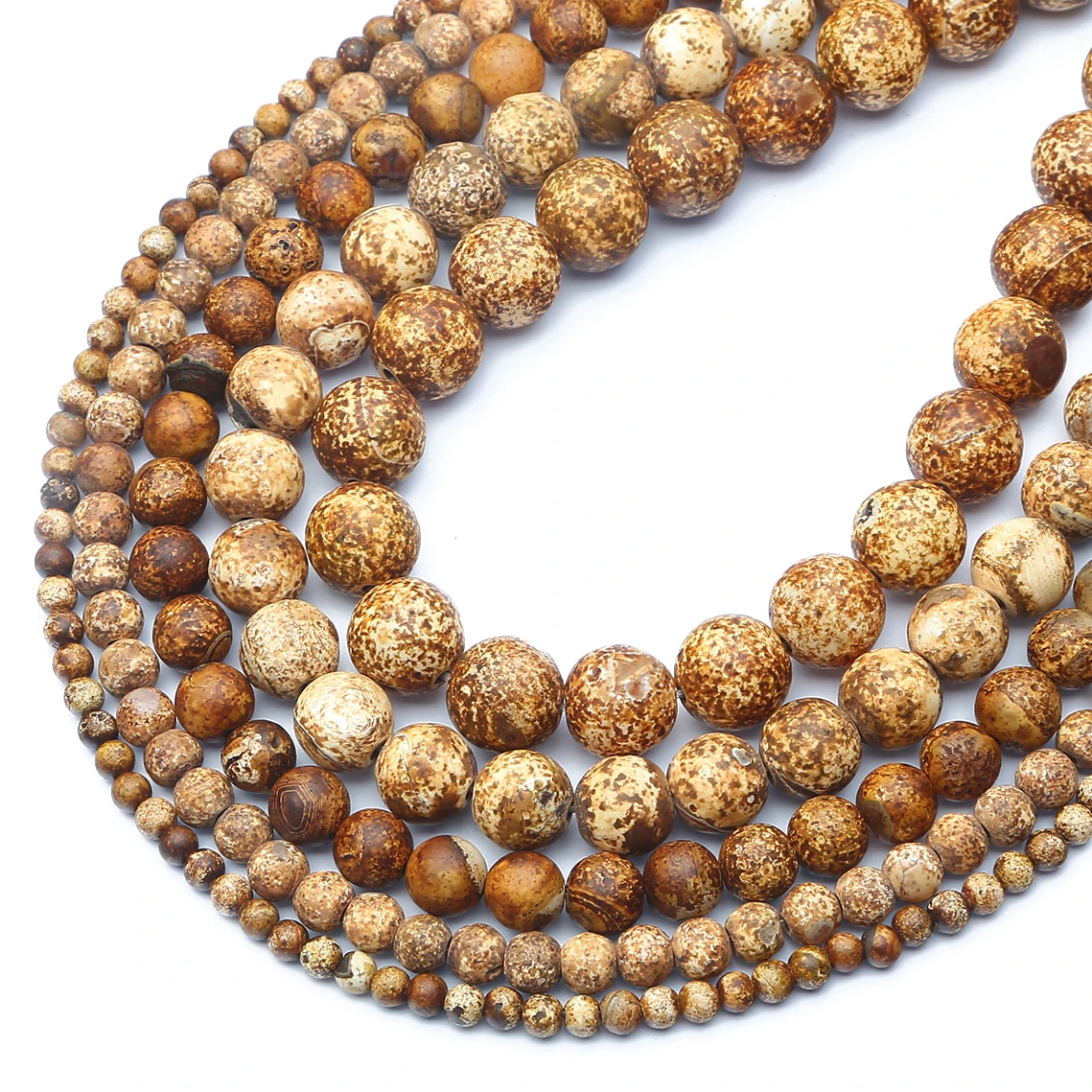 Natürliche Holzrinden-Achat-Steinperlen, runde lose Abstandsperlen für die Schmuckherstellung, DIY-Mode, Halsketten, Armbänder, Ohrringe, Zubehör – Detail 4