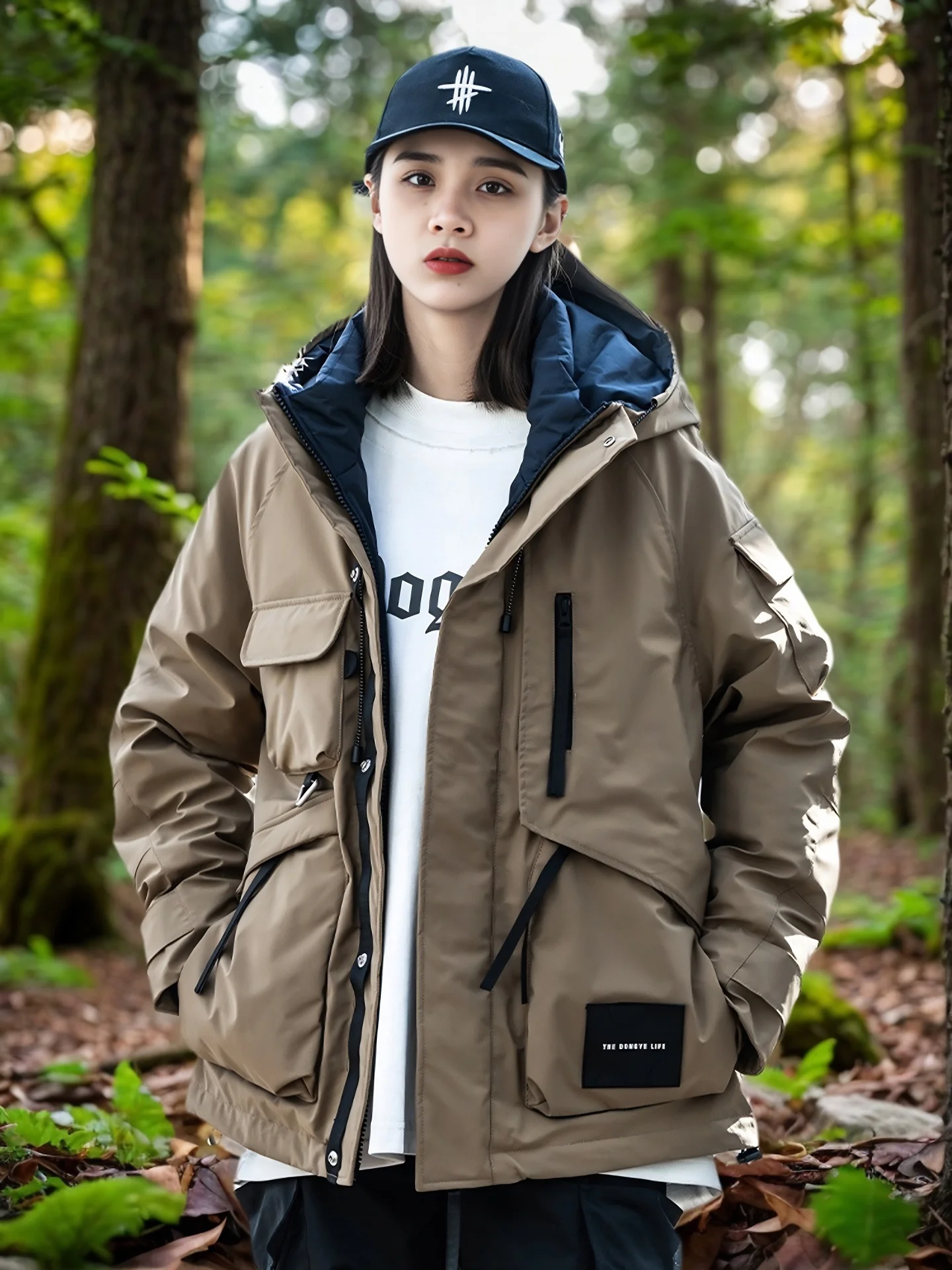 AOGZ العلامة التجارية العصرية Thiened الدافئة Du أسفل Jaet مقنعين الرجال معطف الشتاء الرياضة في الهواء الطلق Ci عادية Sle سستة إغلاق #3