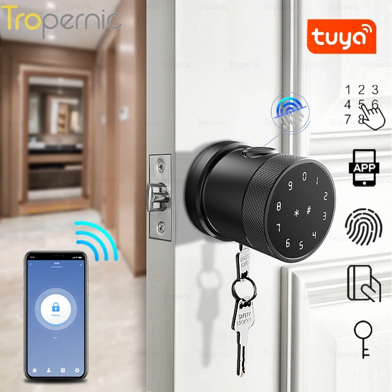 

Tuya APP BLE Smart Lock Fingerprint Door Lock Password IC card and key 5 in 1 Touch Screen Unlock Keyless Entry lock