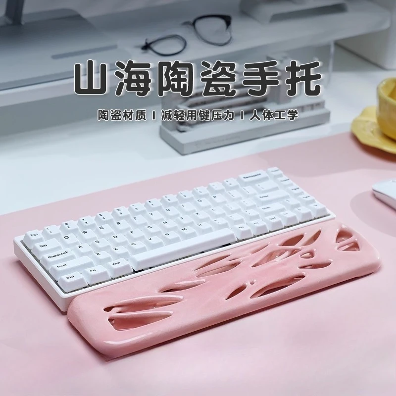 

60%-75% Ceramics Keyboard Wrist Rest Ergonomics Design Game Office Keyboard Palm Rest Hand Stand Table Setup Accessories Gift