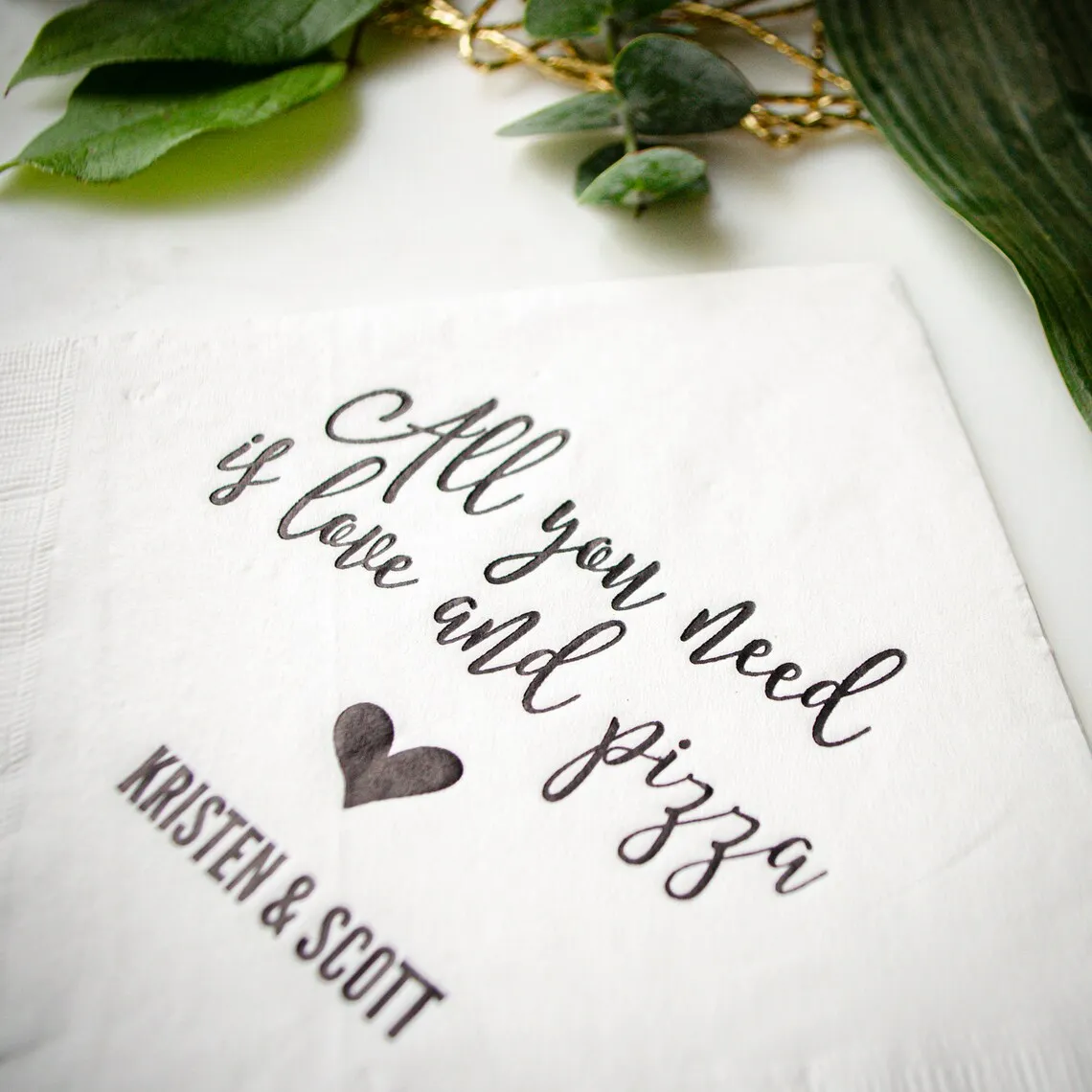 All You Need Is Love And Pizza Party Napkins, Custom Wedding After Party Napkins, Pizza Party, Engagement Party, Rehearsal, Welc