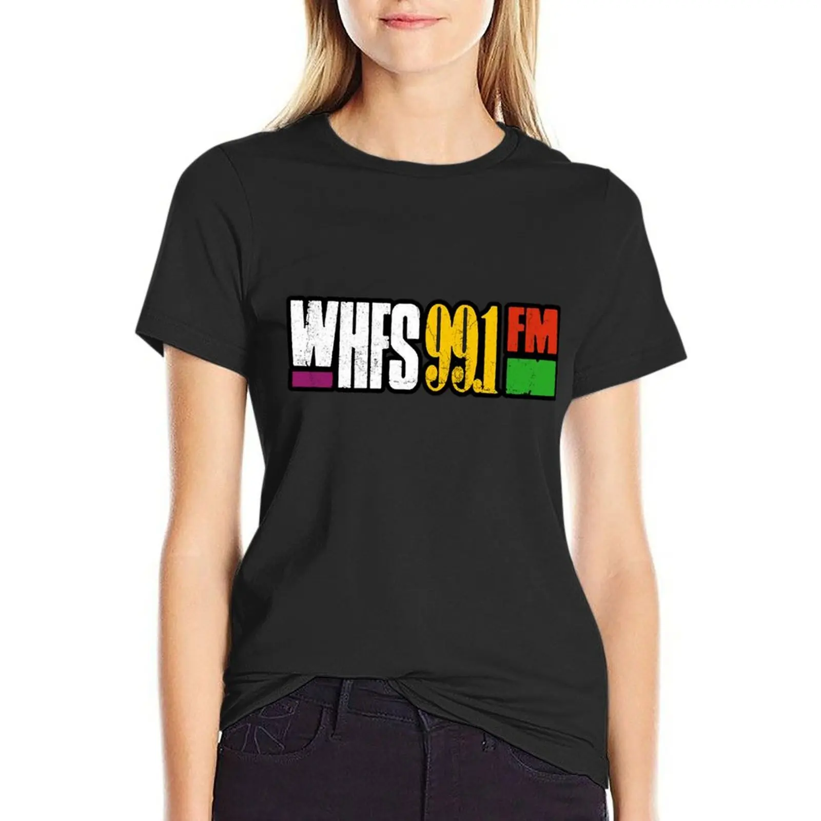 WHFS 99.1 FM RADIO SHIRT T-Shirt oversized female tees cute tops clothes for woman