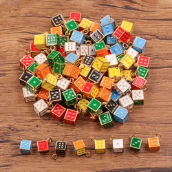10Pcs 7*7mm 8 Color Alloy Metal Drop Oil Sided Dice Charms Pendant For Math Teaching Kid Arithmetic Toys Card Game Accessories