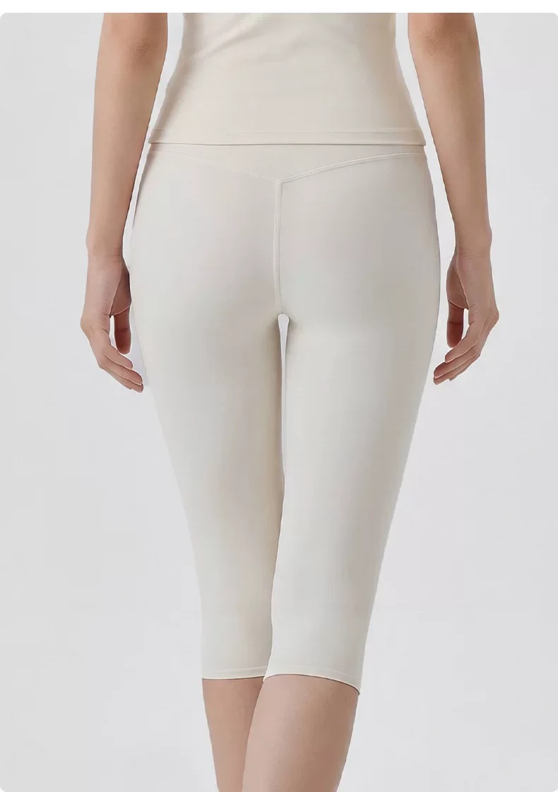 Damen Capri-Trainingsleggings mit hoher Taille, ultraweiche, atmungsaktive, elastische Fitnesshose für Yoga, Pilates, Laufen und Fitnessstudio – Detail 12