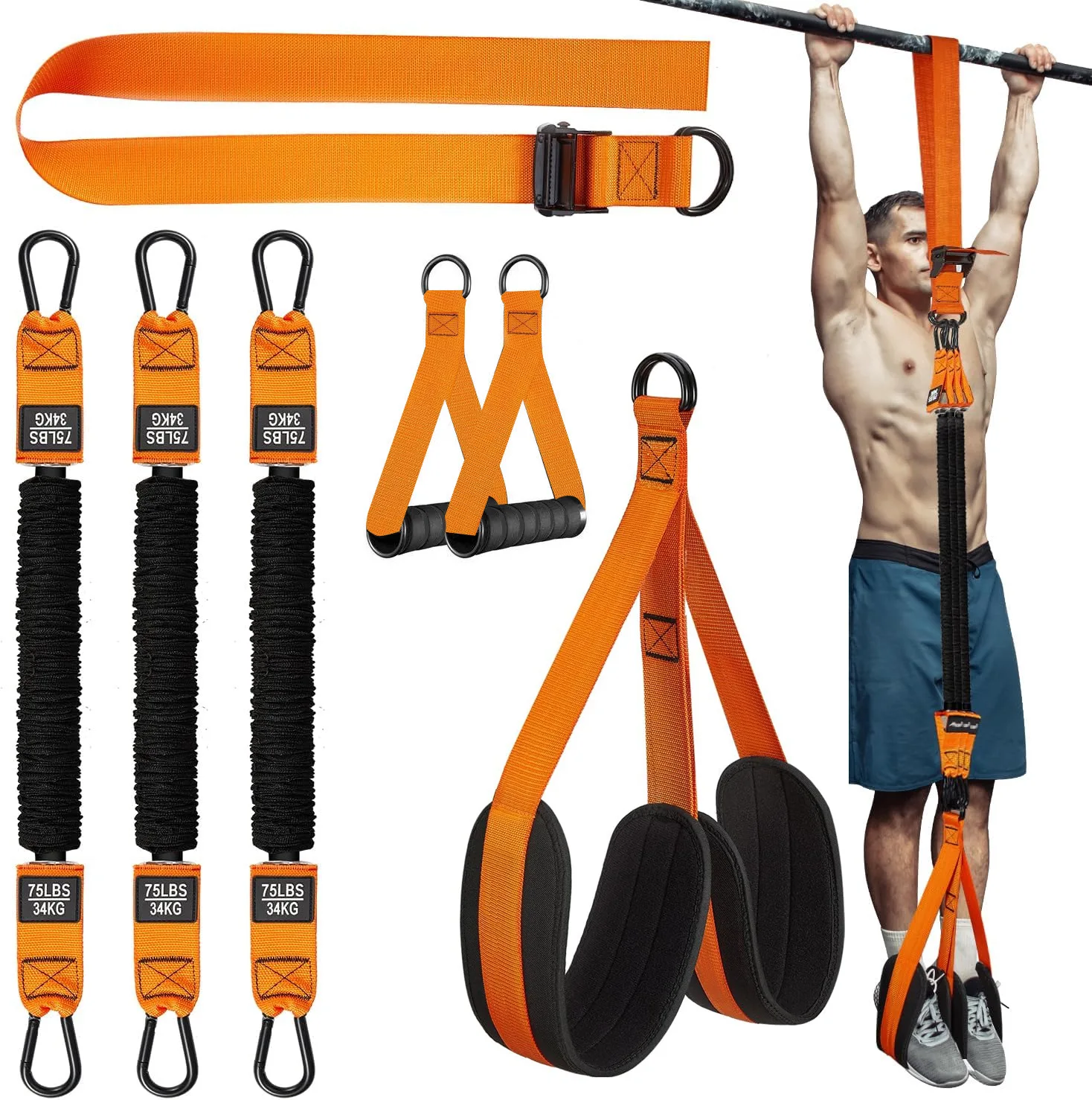 

225LBS Pull Up Assistance Bands Set Resistance Strap for Pull Up Assist for Men Women Hanging Training Chin-up Workout Gym Home