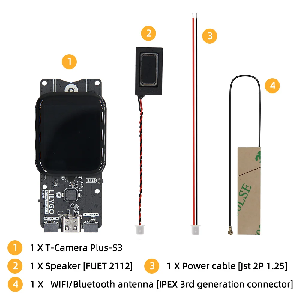 LILYGO® T-Camera-Plus-S3 ESP32-S3 Camera Development Board 2/5 Million Pixels IR-Cut Night Vision Module 1.3 Inch Touch Display