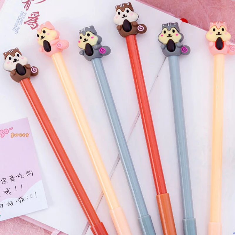 

24 Pcs Cute Cartoon Christmas Neutral Pens Wholesale Student Black Ink Office Signature Pen Creative Stationery Small Gift