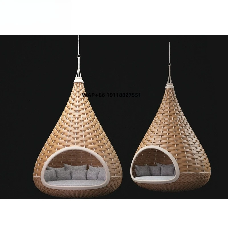 

Outdoor Furniture Swing Couch Hammock Restaurant Patio Swings Seat Chairs Wicker Hanging Bed