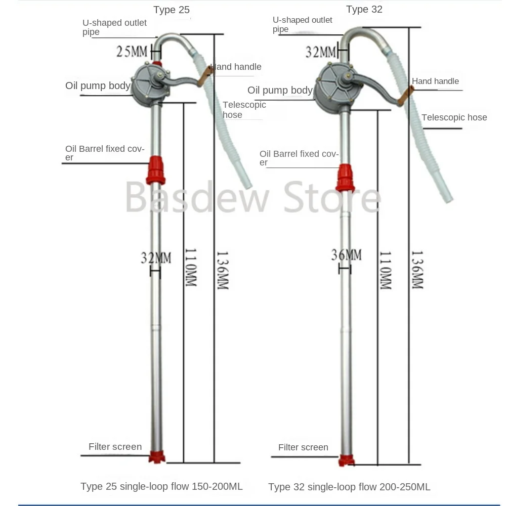 25 Type Hand Crank Pumping Oil Pump Manual Filling Pump Aluminum Alloy 25 Manual Oil Pumping Oil Pump