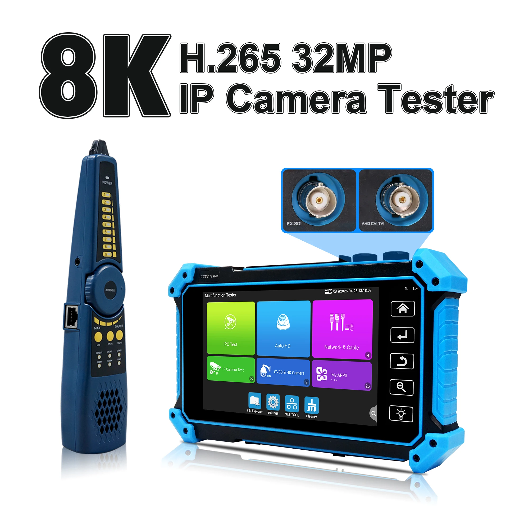 Upgraded 8K IPC-5200C Plus IP Camera Tester 8MP AHD TVI CVI SDI Analog IP Camera Monitor Tester VGA HD Input CCTV Camera Tester