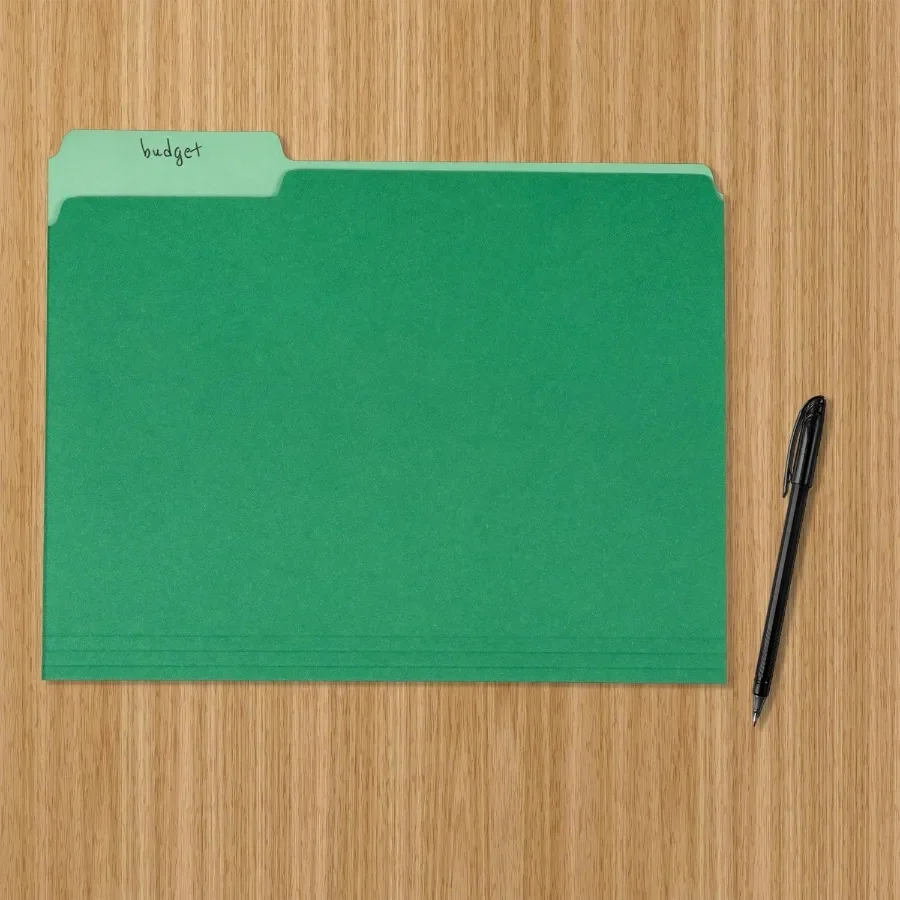 Vibrant Green 1/3-Cut Tab Folders Letter Size, 36-Pack for Office Organization & File Sorting, Home or School Use