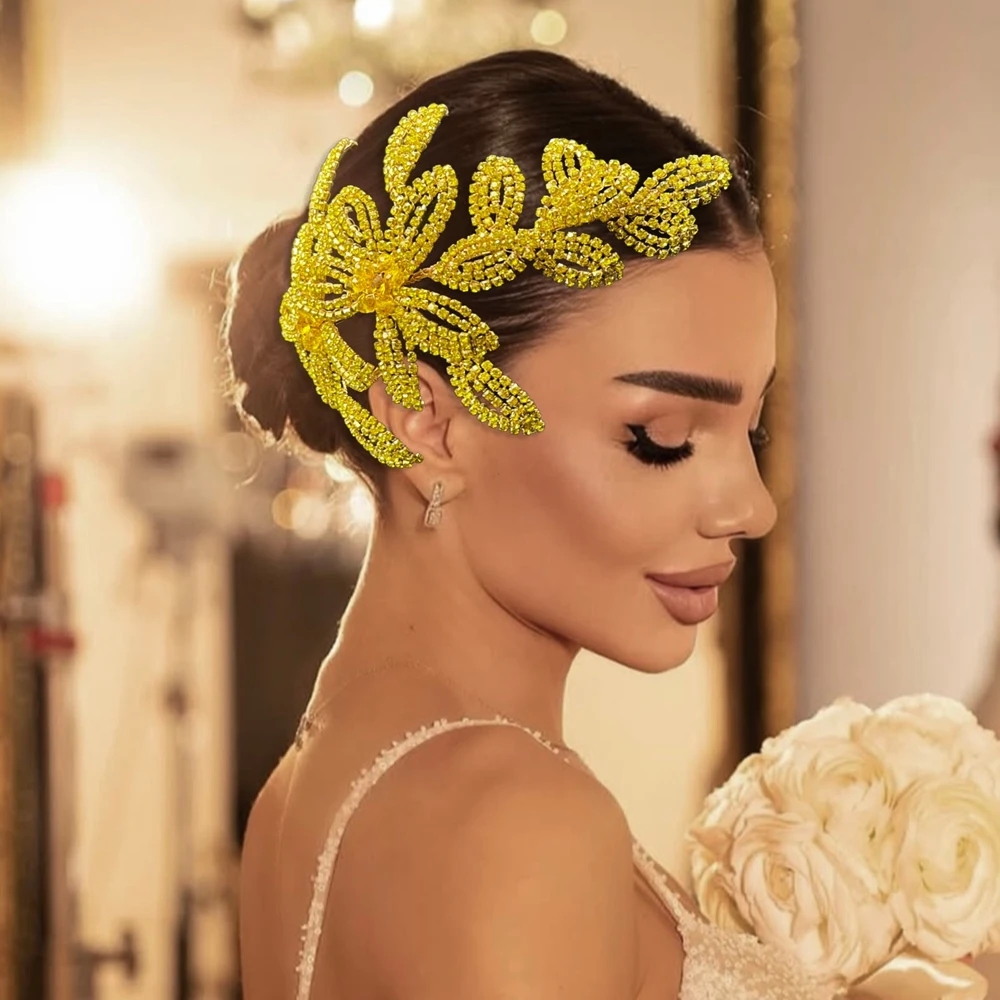 

DZ275 Luxury Leaf Shape Bride Headband Handmade Wedding Hair Accessories Party Headwear Queen Tiara Woman Hair Ornaments