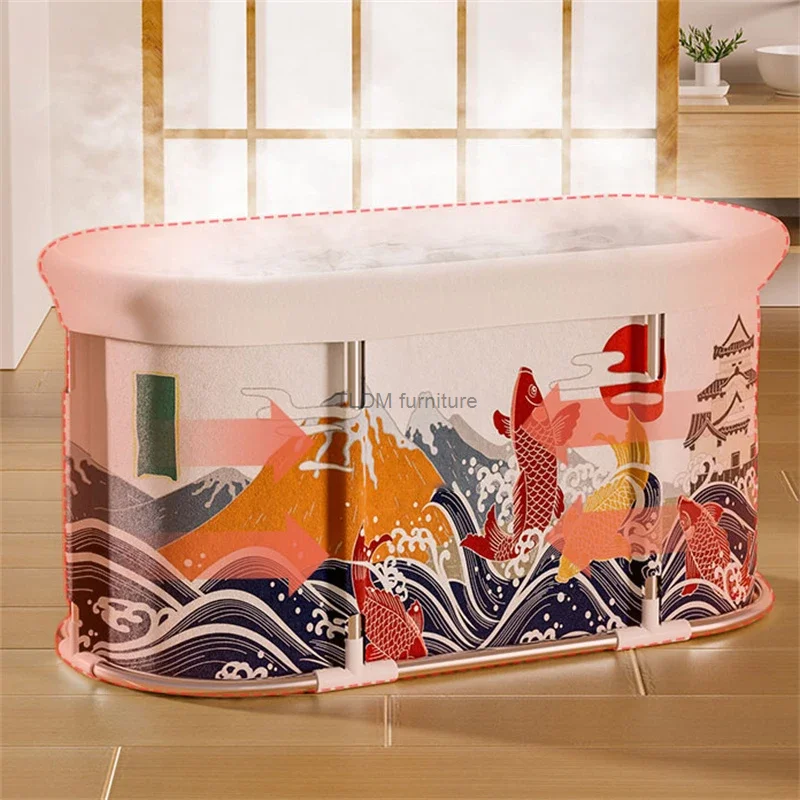 Japanese Foldable Bath Tub with Aluminum Alloy Bracket home Adult Bath Barrel Thicken Bathroom Portable Bathtubs for Adults Z