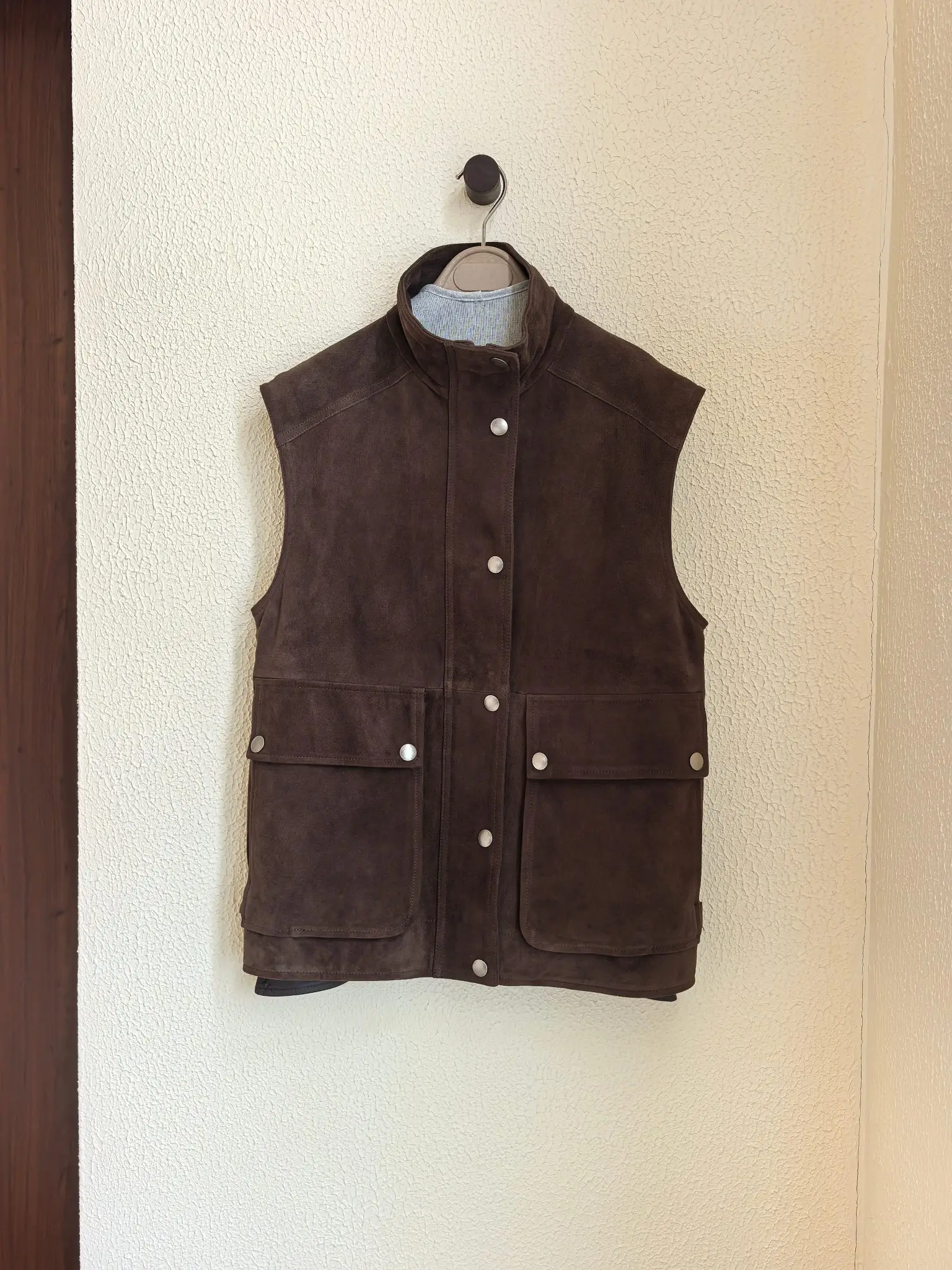 2026 Fall/Winter Vintage Lambskin Stand-Collar Sleeveless Jacket/Vest
