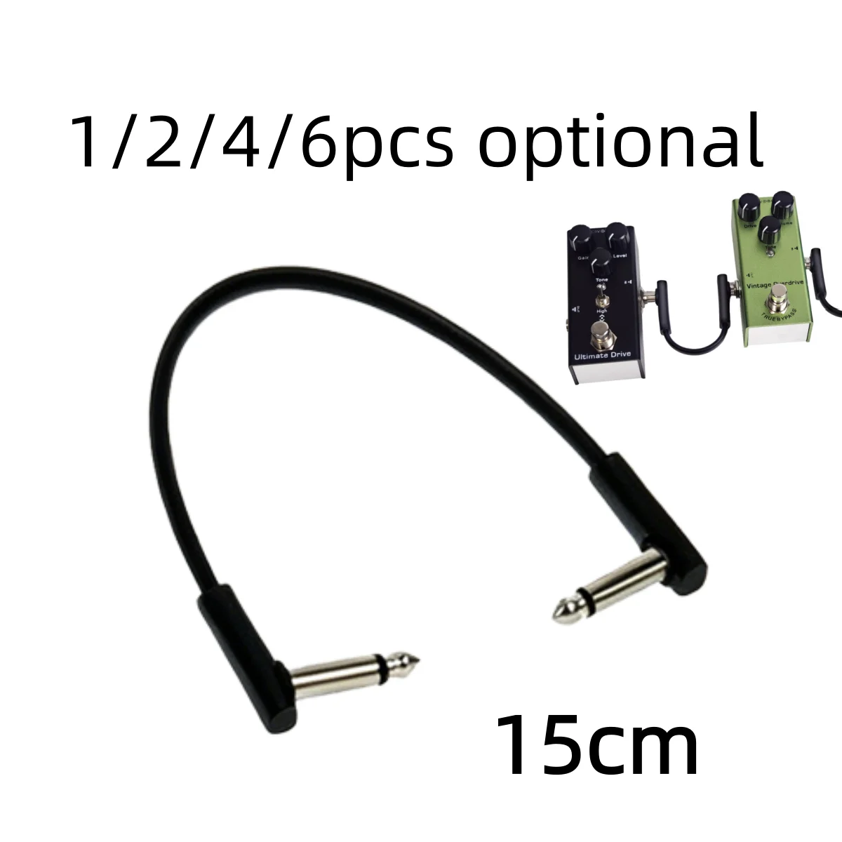 Miwayer 15cm Flat Guitar Effect Pedal Patch Cables 1/2/4/6pcs Black, 1/4
